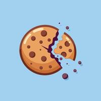 Chocolate chip cookie with crumble bitten and broken vector