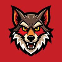 Angry Wolf head Mascot Character Logo illustration on white background vector