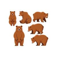 bear cartoon set isolated on white background. Teddy in different poses and activities, sitting, walking and others vector