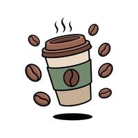 Cute funny happy paper coffee cup. modern style flat character cartoon illustration icon logo template design vector