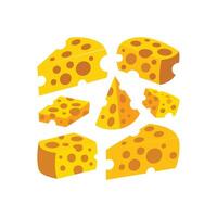 Cheese with holes icon set . Piece of cheese icon set isolated on a white background. vector