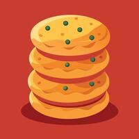 Delicious Chocolate Chip stack of Cookie illustration vector