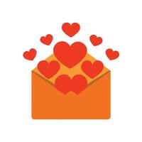 Heart Envelope Open Icon Flat illustration in flat style vector