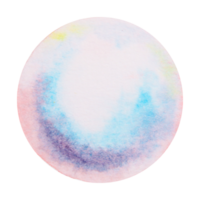 Watercolor circle resembling a soap bubble, air bubble or a pearl, with pearlescent and multicolored texture in soft blue, violet and pink hues. Hand painted abstract element for design projects. png