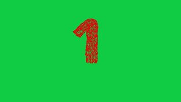 Hand drawn sketch, number zero to nine group of font from animation 0-9 set graphic animation on green screen background, 4k footage video