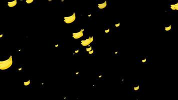 Banana fall down snacks rain overlay, graphic animation on transparent alpha channel background, 4k footage video