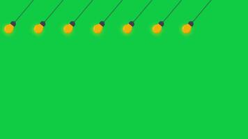 Set of hanging lightbulb or swinging idea graphic animation on green screen background, 4k footage video