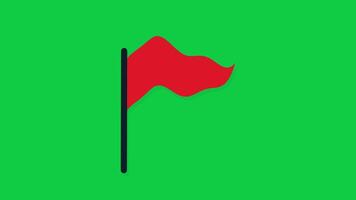 Simple waving red pirate flag graphic animation on green screen background, 4k footage video
