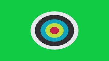 Appearance wavy circular target in flat design style, graphic animation on green screen background, 4k footage video
