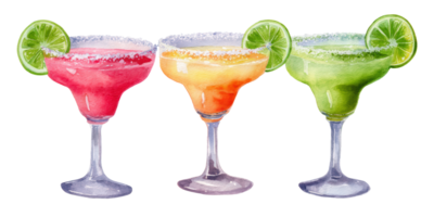 Three margaritas are shown in a glass png