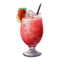 A strawberry drink with a straw and lime png