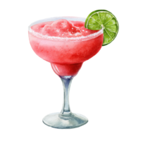 Watercolor painting of a margarita with a lime slice png