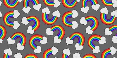 cute colorful rainbow and cloud heart pattern for kidcore aesthetic wallpaper, fabric, and textile design, bright fun playful print vector
