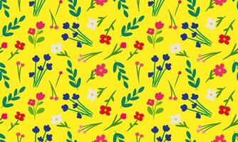 yellow trendy seamless pattern with simple floral design, simple painted flowers, bright background for web textile design vector