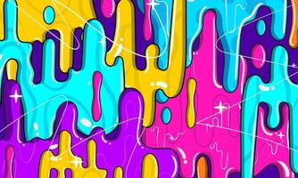Slime drips of neon color background in graffiti art style vector