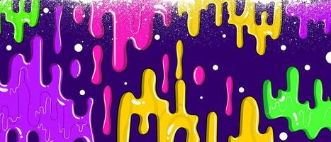 Dripping slime neon color graffiti background vector