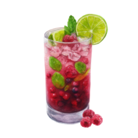 A drink with berries and lime png