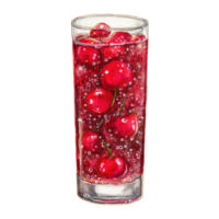 A glass of cherry juice with bubbles png
