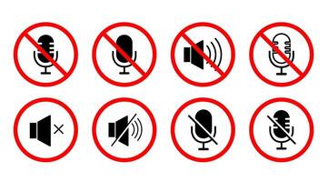 Isolated No sound signal sign, Warning sign, Quite and Silence area Red Pictogram design collection, Information sign graphic elements for Comminication vector