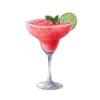 Watermelon margarita in a glass with a lime slice png