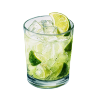 A glass of lime and ice with a lime wedge png