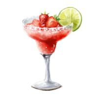 A strawberry margarita with lime and strawberries png