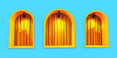 arch window and curtain inside., Minimal scene for product display presentation. photo