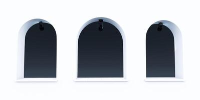 3d render of red arch door. Minimal scene for products showcase, Promotion display. photo