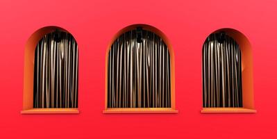 arch window and curtain inside., Minimal scene for product display presentation. Stage for showcase photo