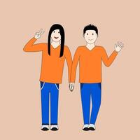 a couple holding hands while smiling vector