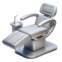 Modern dental chair 3d illustration isolated on transparent background, sleek ergonomic design with adjustable headrest and clean white upholstery png