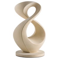 Abstract stone sculpture in beige, elegant 3d form isolated on transparent background, minimalist modern art, neutral textured monolith png