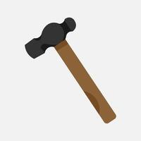 hammer with brown wooden handle isolated on white background vector