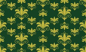 seamless pattern designs with gold damask flower on dark green background, design for fabric or various pattern printing works. vector