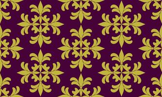 seamless pattern designs with gold damask flower on dark purple background, design for fabric or various pattern printing works. vector