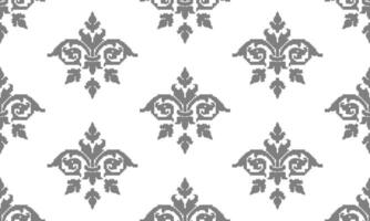 a fabric pattern composed of pixelated with gray flower and white background designs vector