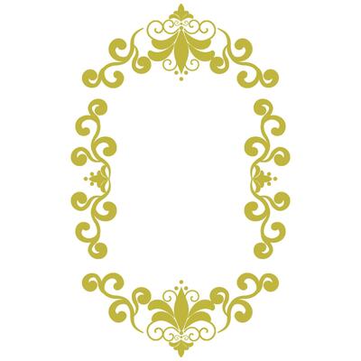 Gold damask flowers frame on transparent background ,elements for decoration