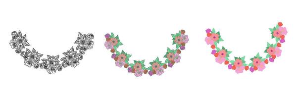 Set round ornaments flower on transparent background vector