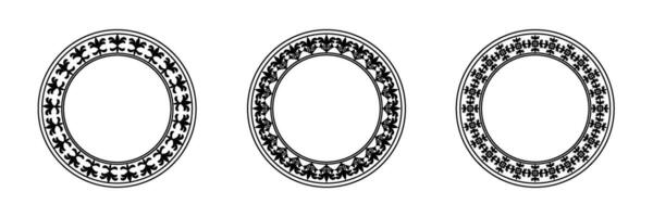 Set damask round wreath and circle ornament floral Abstract pattern on transparent background vector
