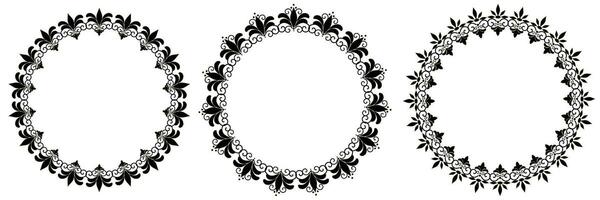 Set damask round wreath ornament floral Abstract pattern on transparent background vector