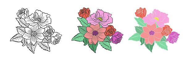 Set of elements flowers for decoration on transparent background vector