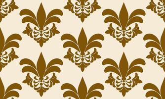 seamless pattern designs with brown damask flower on cream background, design for fabric or various pattern printing works. vector