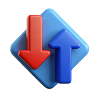 3D Directional Arrows, Red Up Arrow and Blue Down Arrow Icon Representing Upload, Download, Data Transfer, and Performance Trends png
