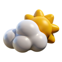 3D Icon of a Sun Behind a Cloud, Partly Cloudy Weather Forecast, Temperature Update, and Climate Symbol png