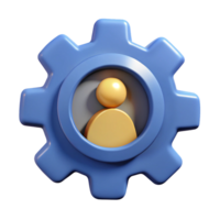 Assistant Icon, Gear with Person Symbol Representing Technical Support, User Assistance, Teamwork, and Settings Management in UI Design png