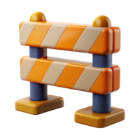 Construction Barrier 3D Icon, Realistic Roadblock Symbol for Safety, Work Zone, Caution, and Under Construction Concept in Digital and UI Design png