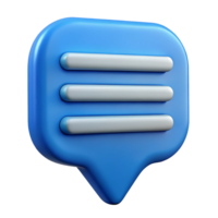 3D Speech Bubble with Horizontal Lines Icon Representing Message or Comment png