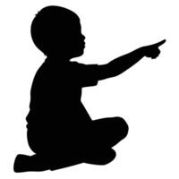Silhouette of a child sitting and pointing vector