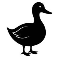 Elegant black silhouette of a standing duck with detailed wings vector