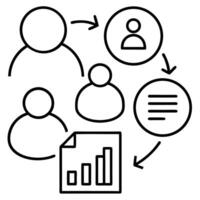 Team collaboration workflow and data analysis process vector